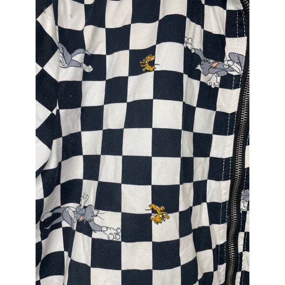 Vintage Tom & Jerry lightweight zip up jacket coat S checkerboard cartoon bomber - Picture 4 of 6